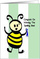 Congratualations On Winning The Spelling Bee, Cute Bee First Place card