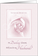 My Darling Groom, Will You Be My Husband, Delicate Pink Bridal Rose card