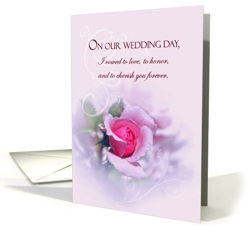 Sentimental Wedding Anniversary, Wedding Vows, Delicate Pink Rose card
