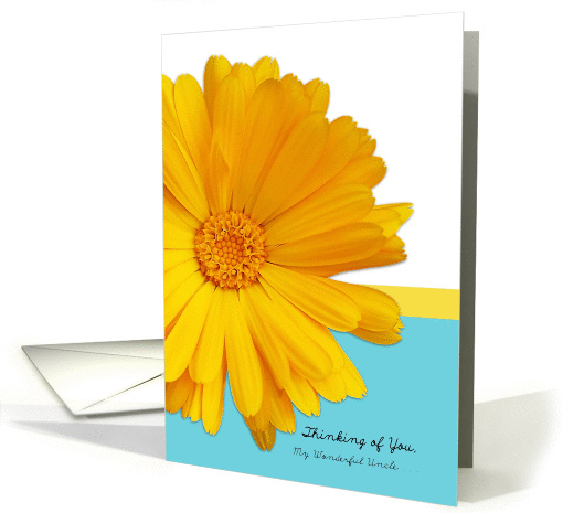 Thinking of you Uncle, Trendy Summer Blue And Yellow, Daisy card