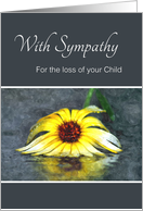 Sympathy For Loss Of Child, Condolences, Yellow Flower In Rain card