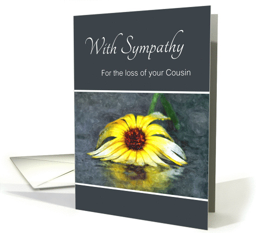With Sympathy For Loss Of Cousin, Daisy Mirror Reflection In Rain card