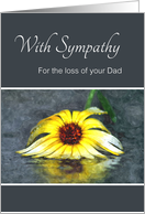 With Sympathy For Loss Of Dad, Yellow Daisy Mirror Reflection In Rain card