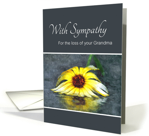 Sympathy For Loss Of Grandma, Condolences, Yellow Flower In Rain card