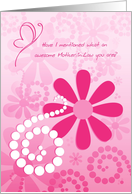 Thank You To An Awesome Mother-in-Law, Girly Pink Retro Flowers card