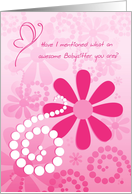 Thank You To An Awesome Babysitter, Girly Pink Retro Flowers card