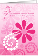 Cute Thank You Bridal Shower Host Girly Pink Retro Flowers card