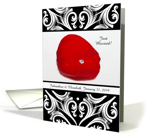 Red Rose Petal With Diamond Customizable Wedding Announcement card
