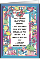 Colorful Jungle Frame, Happy Birthday Best Grandpa card