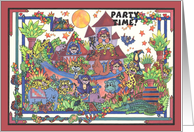 Colorful Ark full of animals, Birthday Party Invitation card
