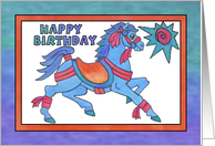 Blue Horse, Happy Birthday card