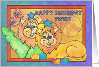 Little Lions, Happy Birthday Twins card