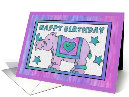 Rhino Baby Pink, General Birthday Greeting card (810587)
