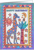 Blue Giraffe,Happy Birthday to my big brother card