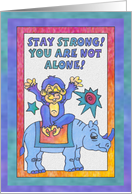 Blue Rhino and Monkey, Stay strong, you are not alone card