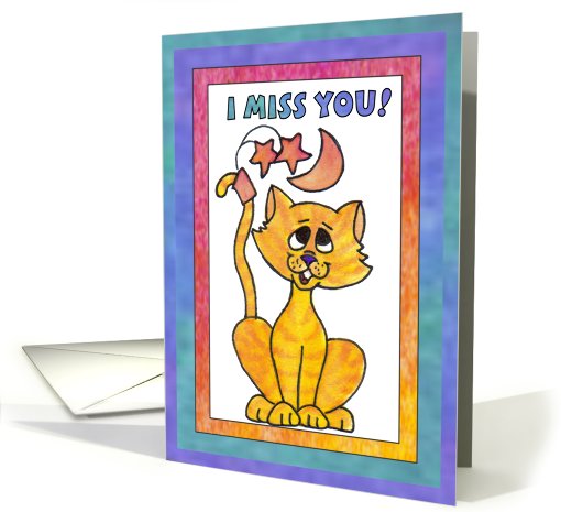 Yellow Moon Cat, I miss you, Get well soon card (811659)
