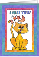 Yellow Moon Cat, I miss you, Get well soon card