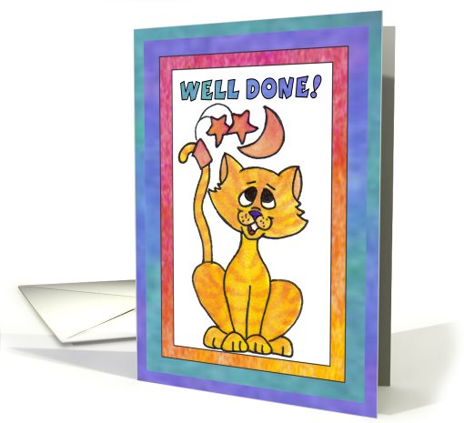Yellow Moon Cat,Well Done card (811666)