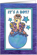 Blue Moon Baby Frog , (It’s a boy) card