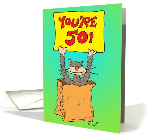 Out Of the Bag-50th Birthday card (812055)