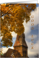 Steeple in Autumn-good luck in college card