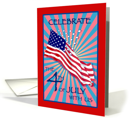 fourth of july party-usa-American Flag-stars and stripes-invite card
