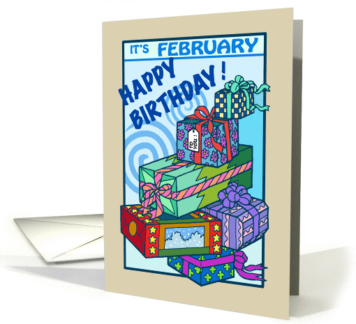 February Birthday - Presents card (827190)