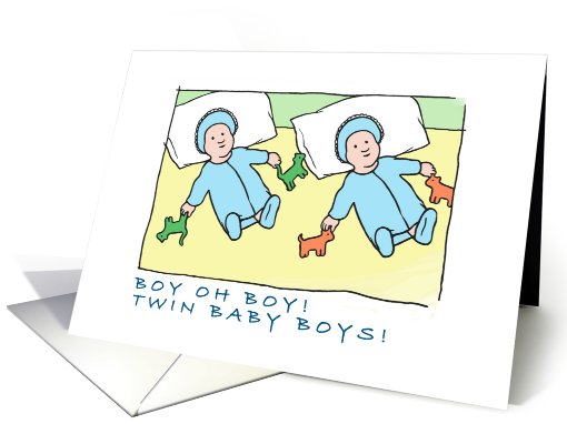 birth announcement - twin boys -light complexion card (831451)