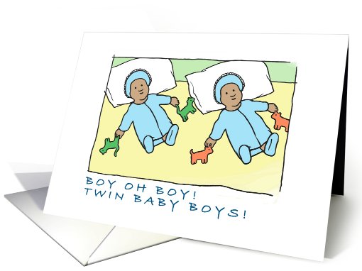 birth announcement - twin boys -dark complexion card (831452)