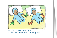 birth announcement - twin boys -dark complexion card