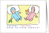 birth announcement - twins -light complexion card