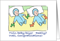 congratulations- twin baby boys - light complexion card