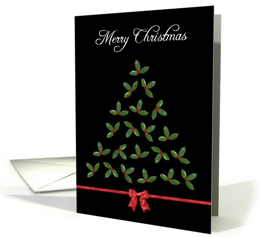 Merry Christmas Holly Berry Christmas Tree card (1314298)