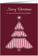 Merry Christmas Dog Walker, Lace & Stripes Tree card