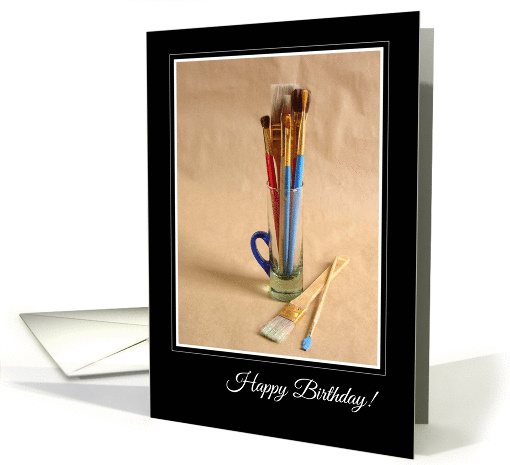 Happy Birthday with Artist's Paintbrushes card (1319632)