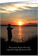 Nephew Birthday, Sunset Fishing Silhouette card