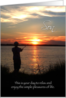 Father’s Day Son, Sunset Fishing Silhouette card