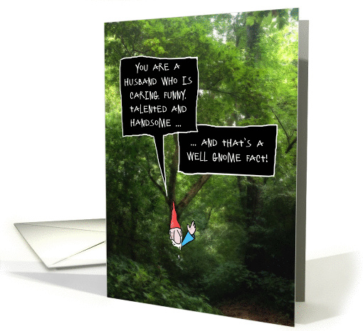 Husband Birthday, Humorous Gnome in Forest card (1329108)