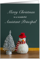 Merry Christmas Assistant Principal, Snowman on Desk card