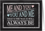 Anniversary, You and Me Chalkboard Poem card