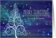 Merry Christmas Sponsor, Swirled Tree & Bokeh Lights card