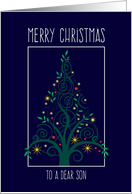 Merry Christmas Son, Colorful Tree Swirls card