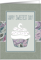 Sweetest Day, Cupcake in Sage & Blush Abstract Garden Pattern card