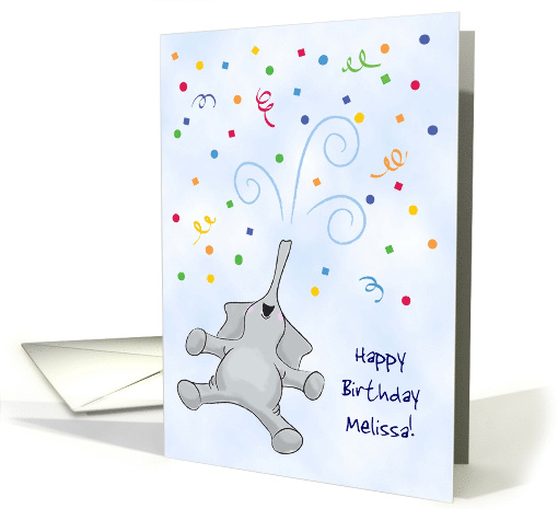 Custom Name Birthday with Joyful Elephant card (1421626)