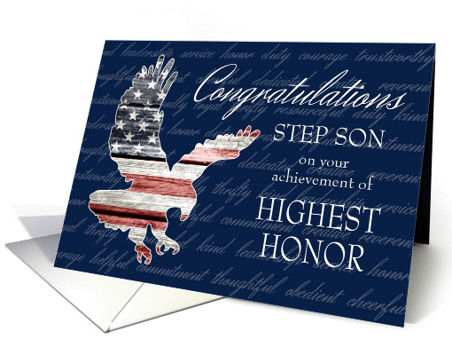 Step Son Congratulations, Highest Honor of Becoming Eagle Scout card