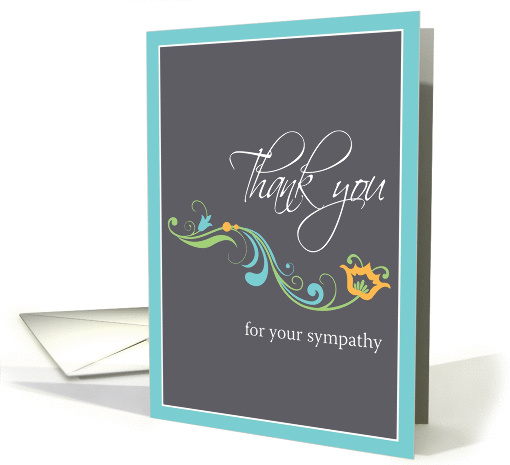 Thank You for Your Sympathy, Modern Floral card (1435356)