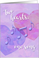 Two Hearts, One Song Wedding Congratulations card