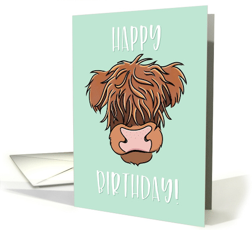 Happy Birthday, Scottish Highland Cow Money Holder card (1556464)