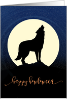 Happy Howloween, Baying Wolf with Full Moon Halloween card