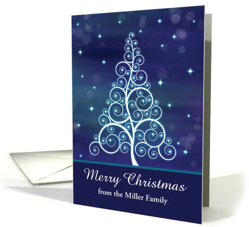 Custom Front From Personalized Name Christmas Tree Bokeh Effect card